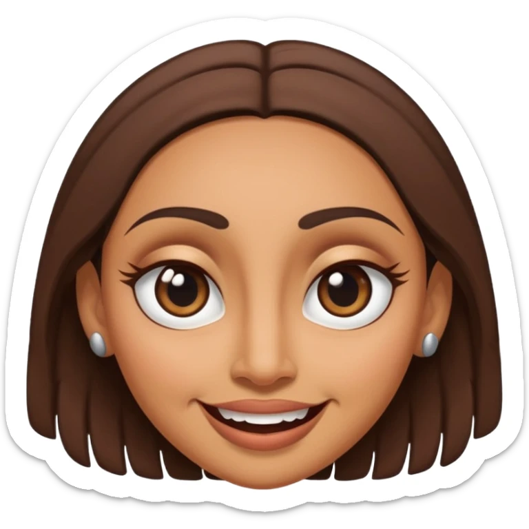 brown Maori female face doing a female pukana, big eyes and upside down smile sticker