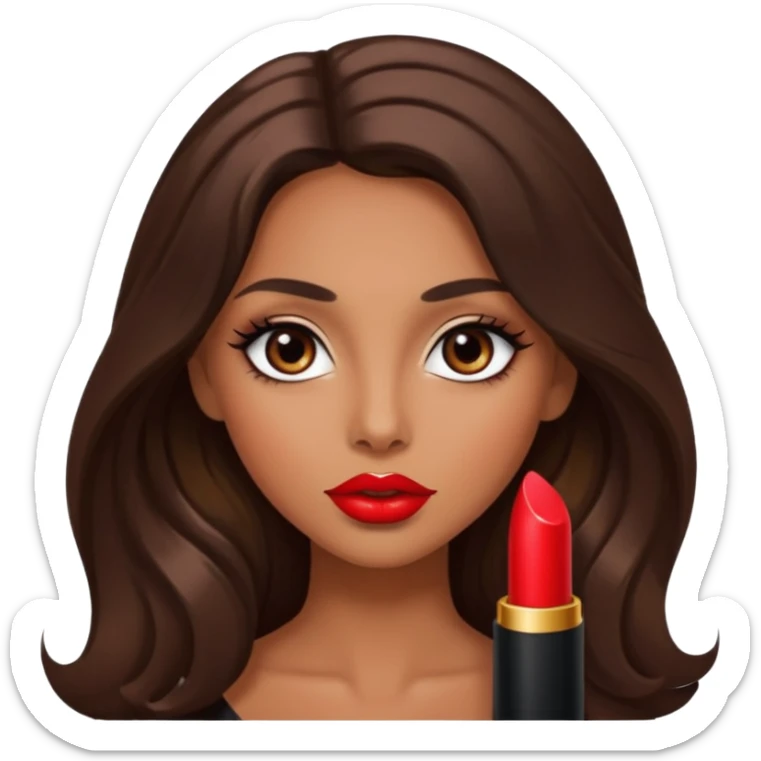 big dark eyes and tanned skin brown hair glamorous long hair sticker