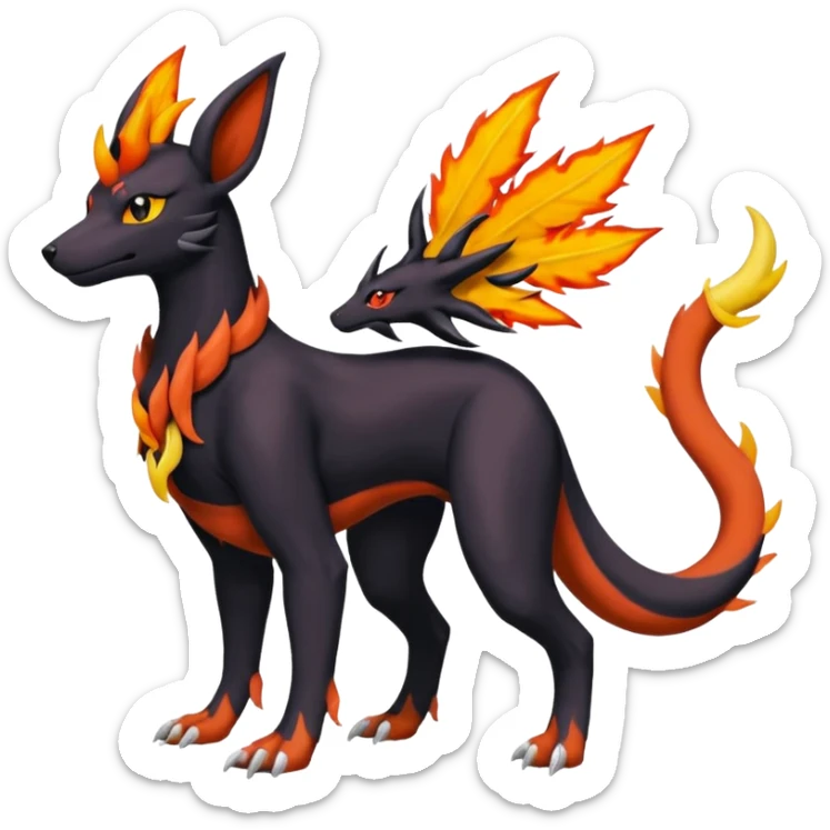 
Canine-Houndoom-Bayleaf-Salandit-Noibat-Flareon-Fakémon-fusion (full body) sticker