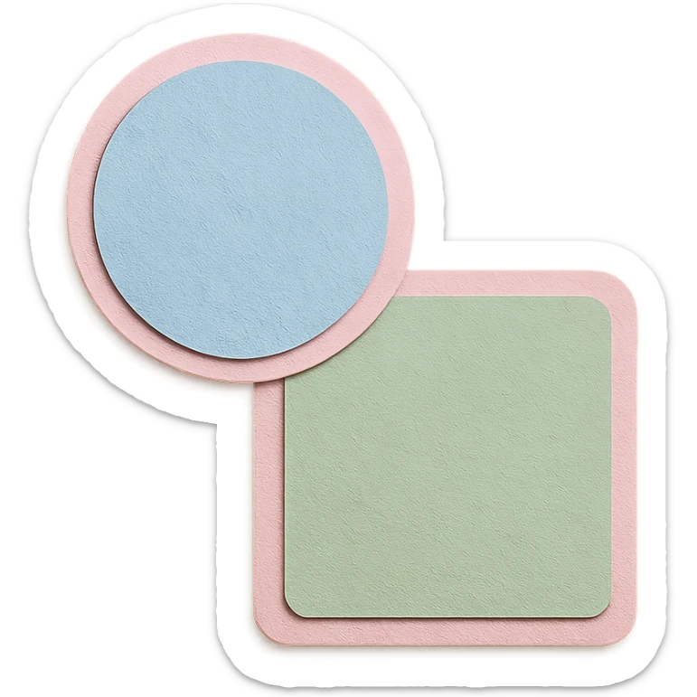 soft pastel simple geometric shapes circle and square stickers with a pink border sticker