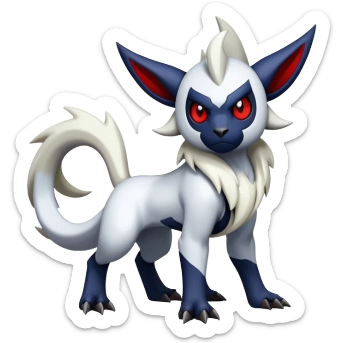 Shiny Colorful Gothic Exotic Badass Cool Absol-Zangoose-Pokémon-Fakémon-hybrid-creature (full body) sticker