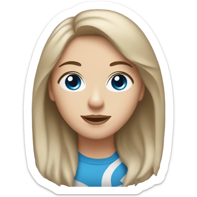 White Woman hair brown and bleus eyes and golden Husky  sticker