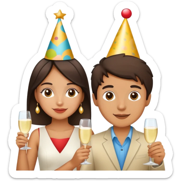 Hispanic girl and boy is their early 20s at a food and wine festival sticker