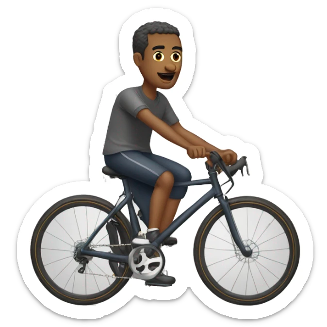 man cycling in trousers and t shirt on a flat handle bar bike  sticker
