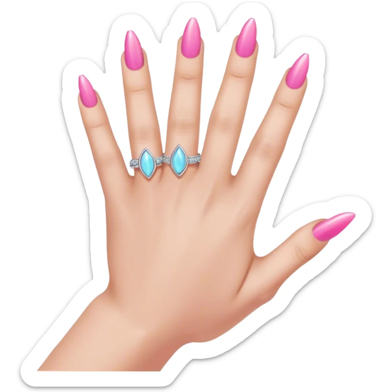 Un doigt qui pointe vers la droite on voit uniquement la main qui porte du vernis rose et des bagues aux doigt qui pointe une direction  sticker