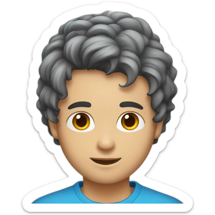 Un jeune homme avec les cheveux couper dégradé bas et teinture bleu étoile. sticker