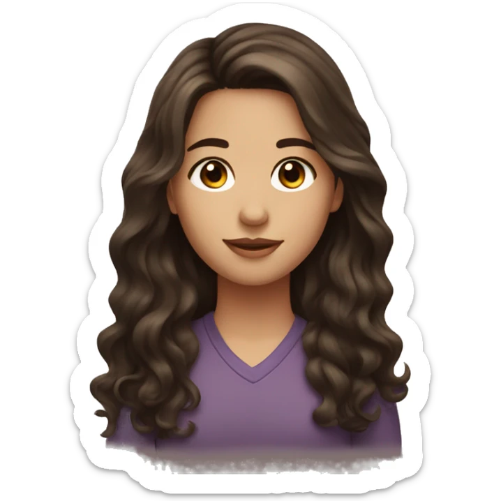 girl with brown eyes and long dark brown wavy layered hair sticker