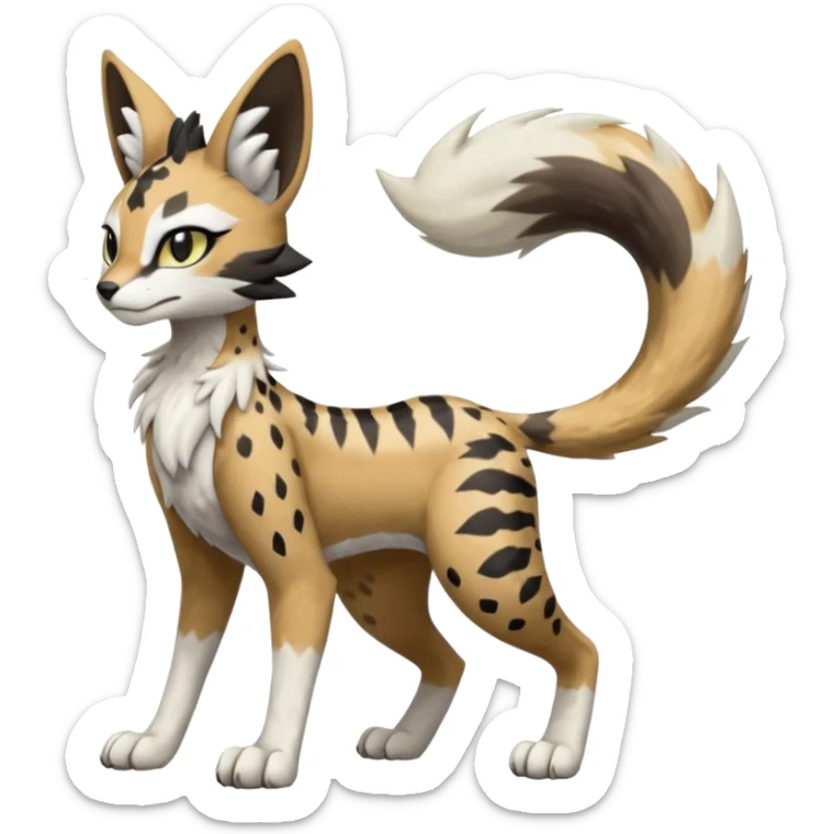 Meloetta-Trico-Silvally-Nargacuga-Sergal-Serval-Fakémon-creature-hybrid sticker