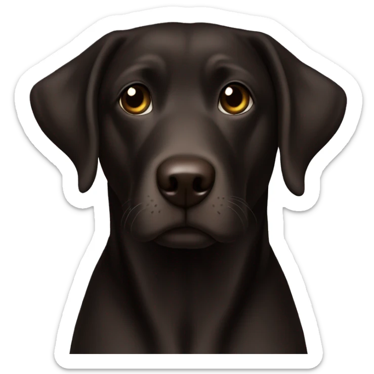 Dark brown lab almost black, a little white hair around the mouth, sitting. Dark brown eyes sticker