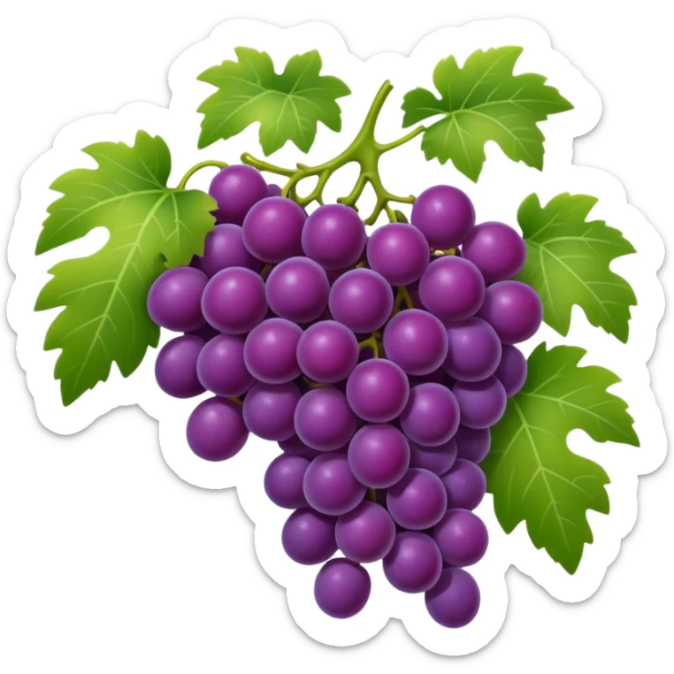 An emoji of a cluster of grapes on a vine, representing winemaking in ancient Rome. sticker