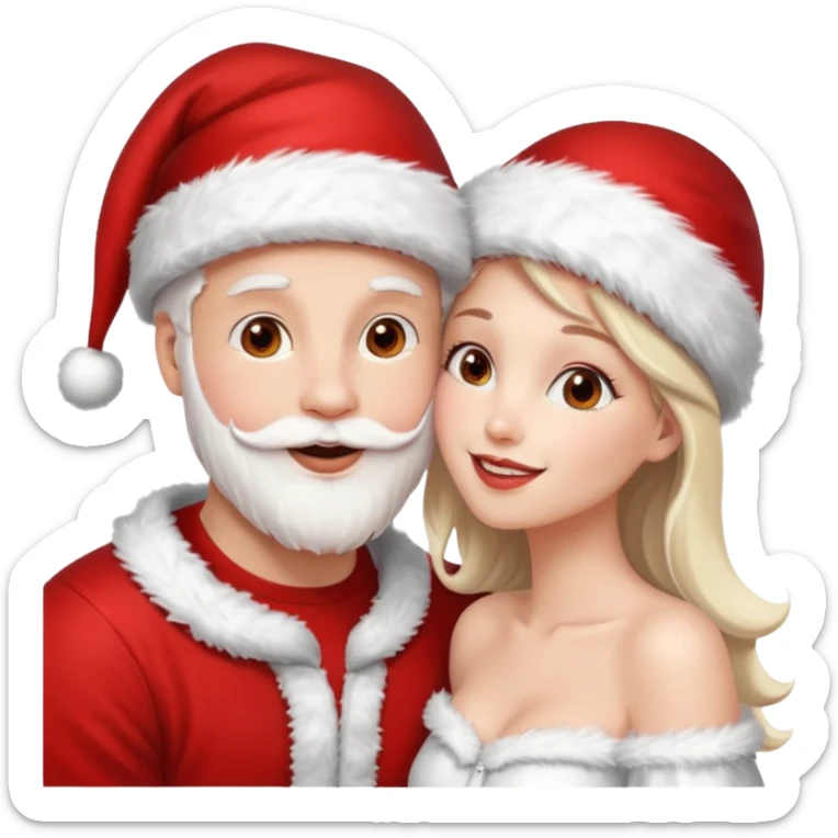 a handsome man and a pretty woman kiss each other Christmas vibe sticker