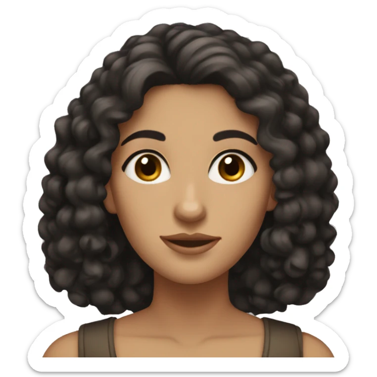 Greek woman with black curly hair and brown eyes sticker