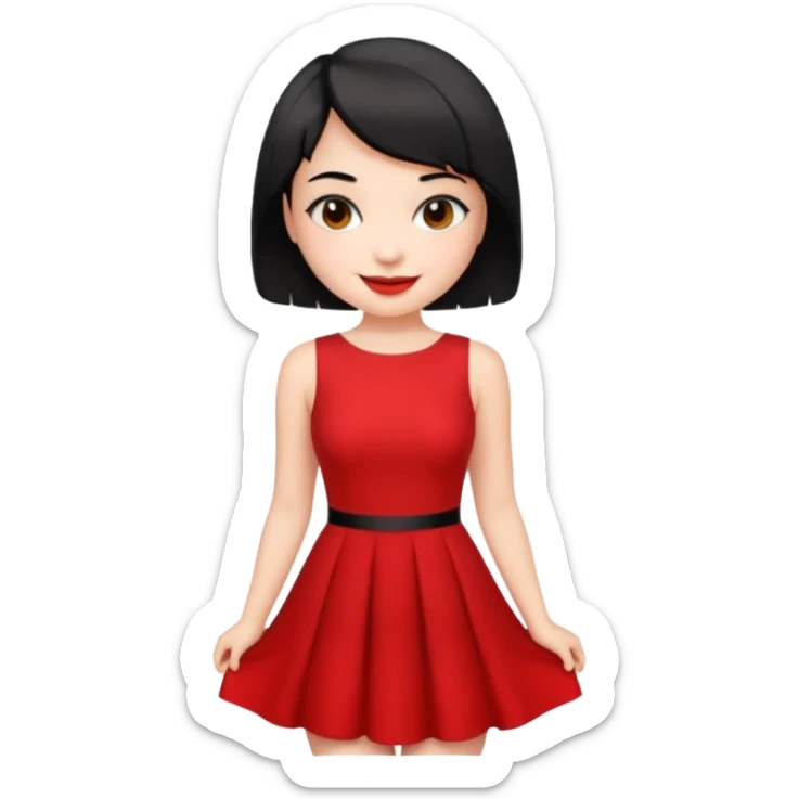 Chica con vestido rojo y pelo corto negro súper sexy sticker