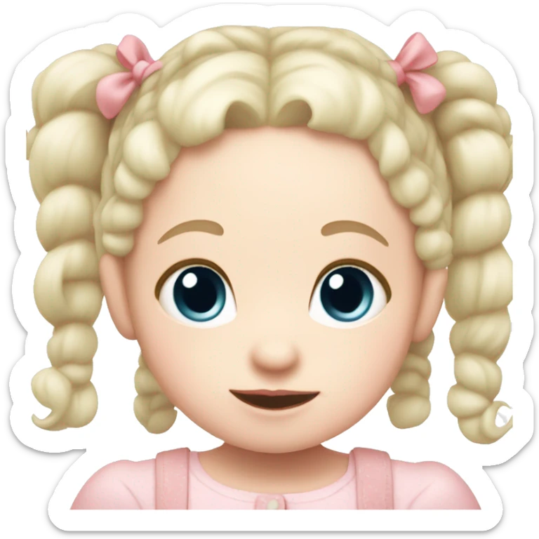 BABY GIRL pale skin with pigtails and rosy bows sticker