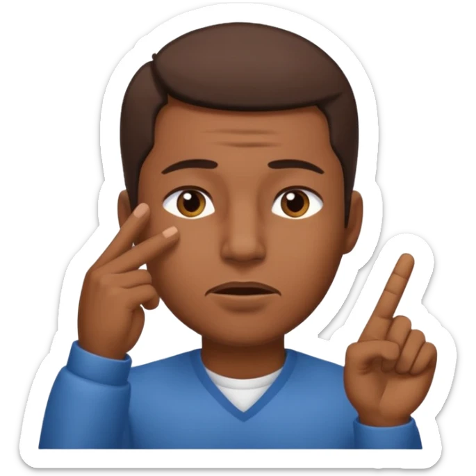 Emoji de hombre haciendo silencio y señalandose la cabeza con los ojos cerrados sticker