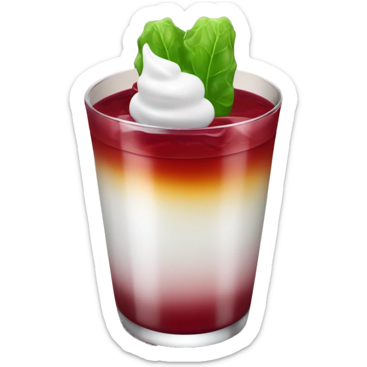 trago alcholico chileno que se sirve en vaso largo y ancho. tiene un poco de granadina en la base, vino blanco en el resto del vaso y helado blanco en la superficie del vaso. Tiene un sorbete (bombilla) de color rojo en el vaso para poder tomarlo sticker