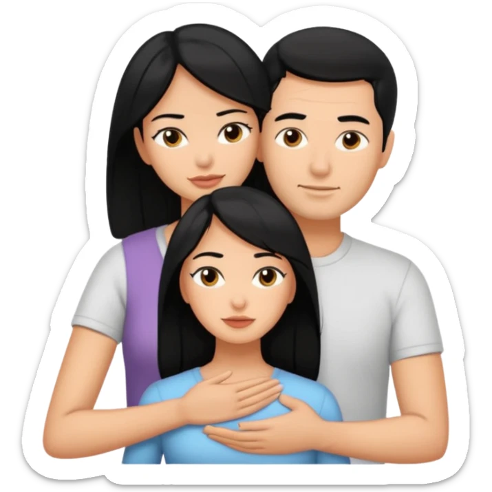 Man with black hair massaging woman with black hair sticker