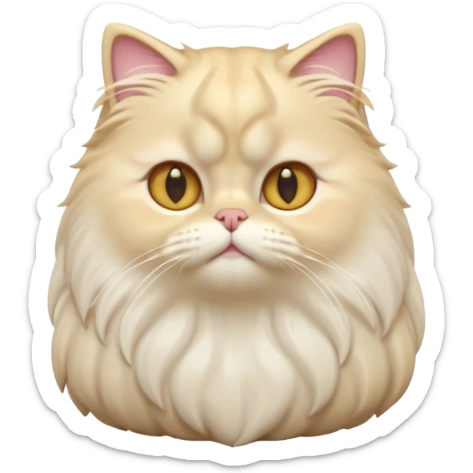 A 3D cartoon Persian cat with soft cream-white long fur, round face, golden eyes, gentle expression, cinematic Memoji-style lighting. full body or half body. sticker