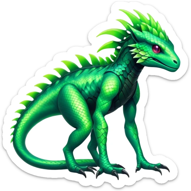 Tropical futuristic lush cool edgy neon Fionbri-Vernid-ET-creature (full body) sticker