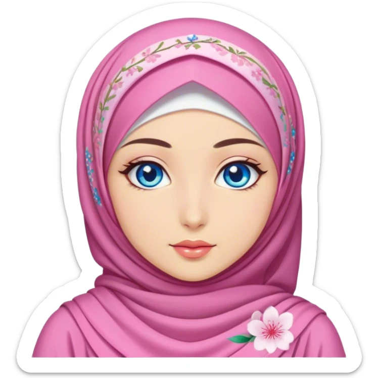 Turkish beautiful finish Konya girl blue eyes with hijab and Sakura dress sticker