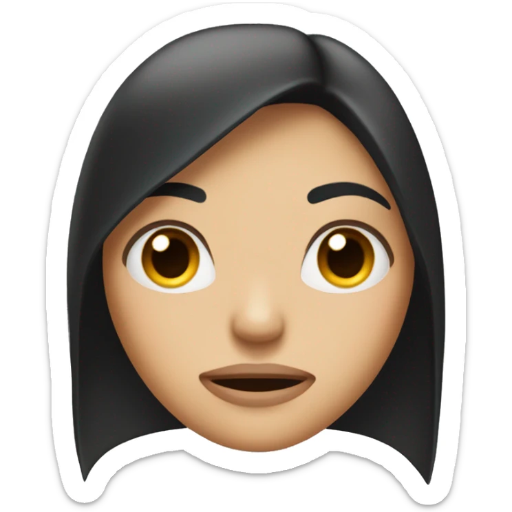 A girl with long straight black hair and brown eyes is angry sticker