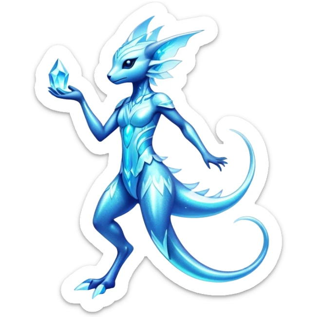 Shiny Exotic Futuristic Colorful Neon-colored Glittery Ethereal Sparkly Amaura-Aurorus-Fakémon-hybrid-creature (full body)  sticker