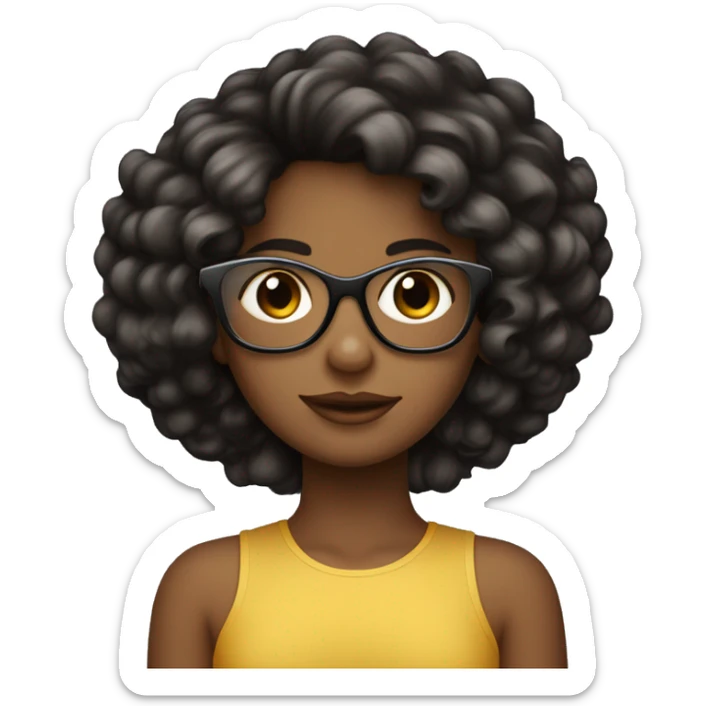 Fille avec de cheveux très courts bouclés noirs et des lunettes carrées sticker