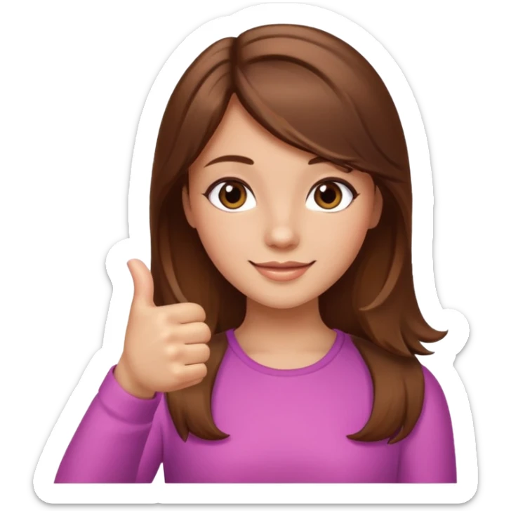 Thumbs up girly nails, brown hair sticker