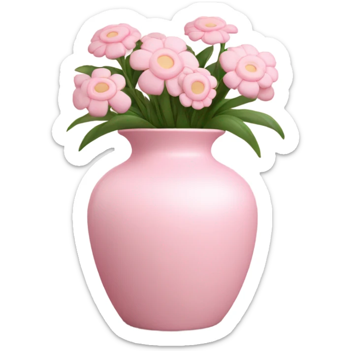 Flowers that are pink in a pink vase with pink flowers on them, baby pink I mean ￼ sticker