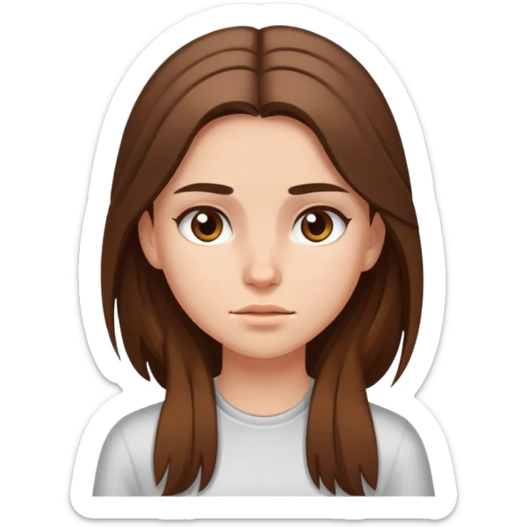 girl with long brown hair and sweat on her forehead sticker