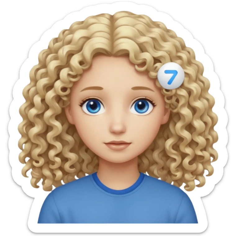 Curly blond blue eyes. Long hair cool beige blond. Longer hair beige ash blonde. sticker