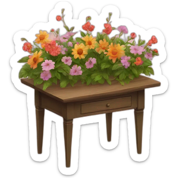 Table with flowers sticker