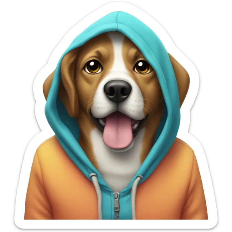 Dog wearing a hoodie sticker