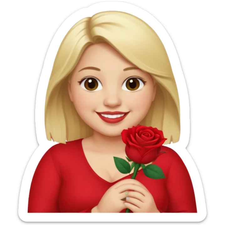 ash Trevino is a fat girl with blonde hair and has a rose in her hand  sticker