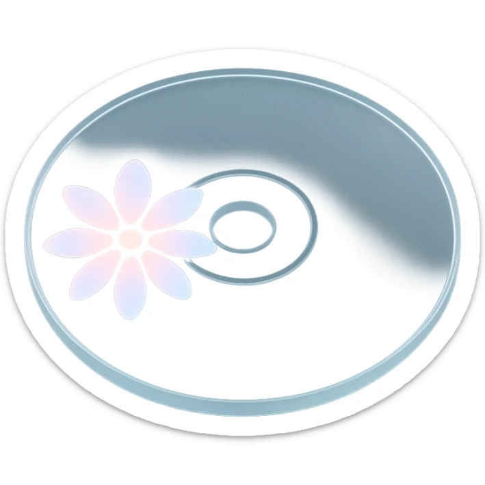 A minimalist CD disc with glowing floral pattern, pastel colors sticker