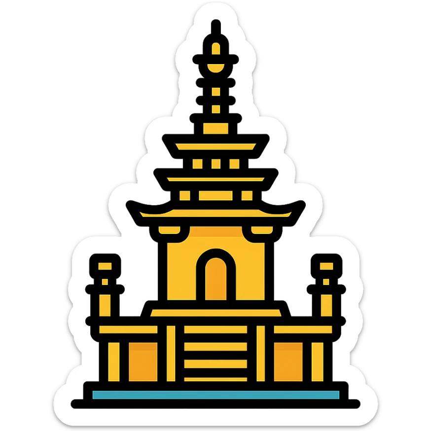 modern reinterpretation emoji of Dabotap pagoda, geometric and sleek form, harmony of tradition and modernity, easy to recognize icon style sticker