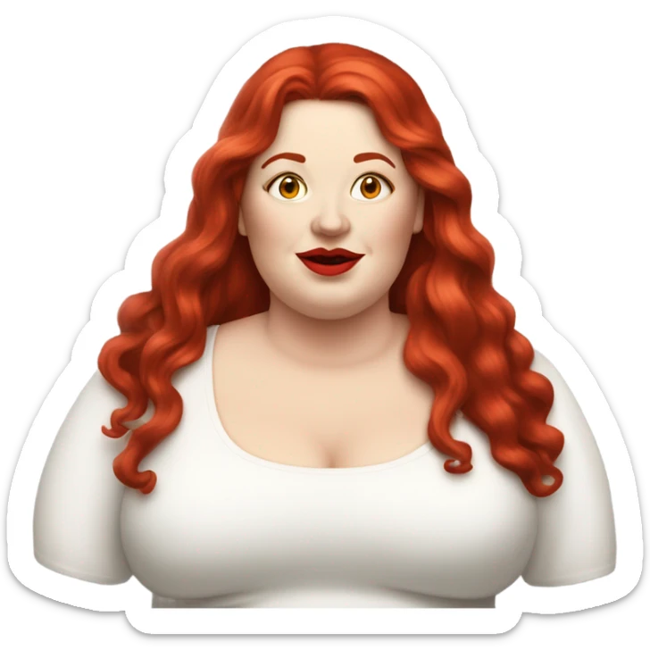 profle picture stunning fat white woman, long red hair red lips sticker