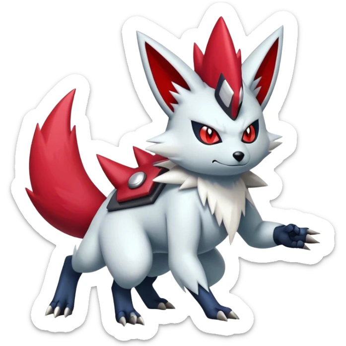 Epic Shiny Cool Edgy Zangoose-Zorua-Pokemon-fakemon-hybrid-animal Full Body  sticker