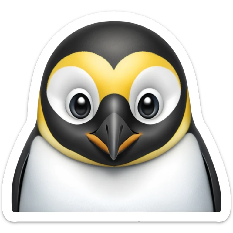 cinematic-adult-emperor-penguin-portrait-emoji,-head-tilted-playfully-and-inquisitively,-with-glossy,-pristine-plumage,-sparkling-eyes-filled-with-curiosity,-simplified-yet-irresistibly-adorable-features, black face sticker