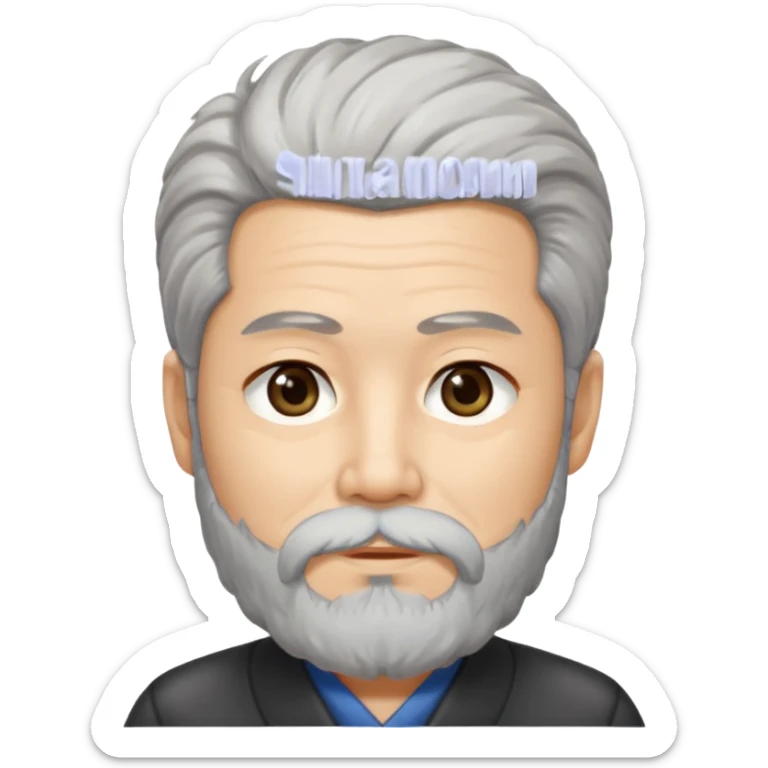mature Japanese man with salt and pepper hair and beard sticker
