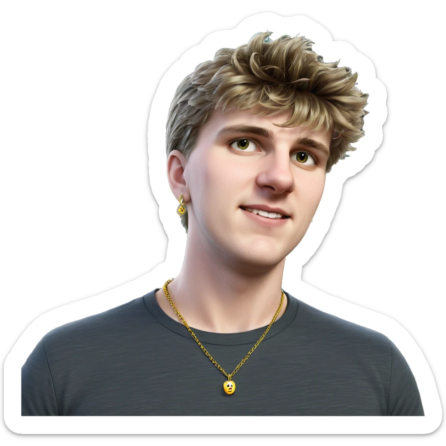 male portrait outdoors with jewelry sticker