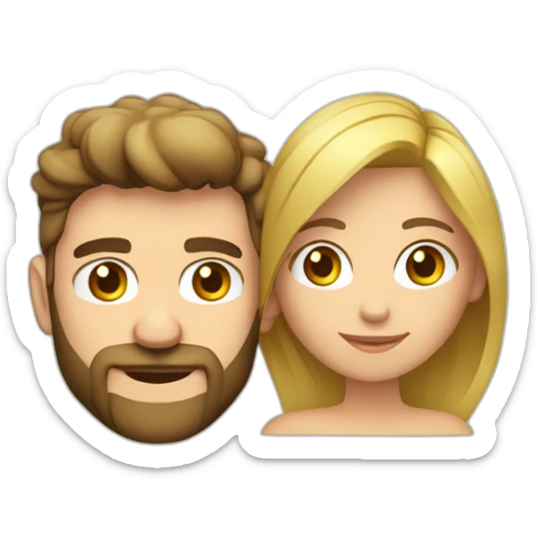 Pareja chica rubia y hombre calvo con barba besándose sticker
