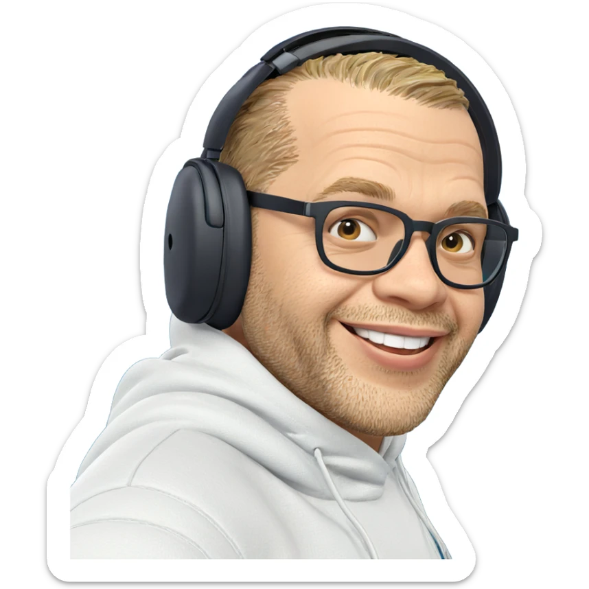 smiling guy by the ocean sticker