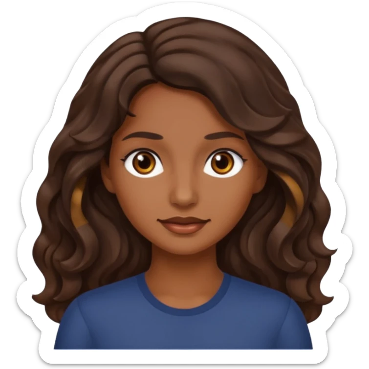 mujer trigueña oscura ,  pelo ondulado,  pelo largo  color marron oscuro, ojos marrones oscuro sticker