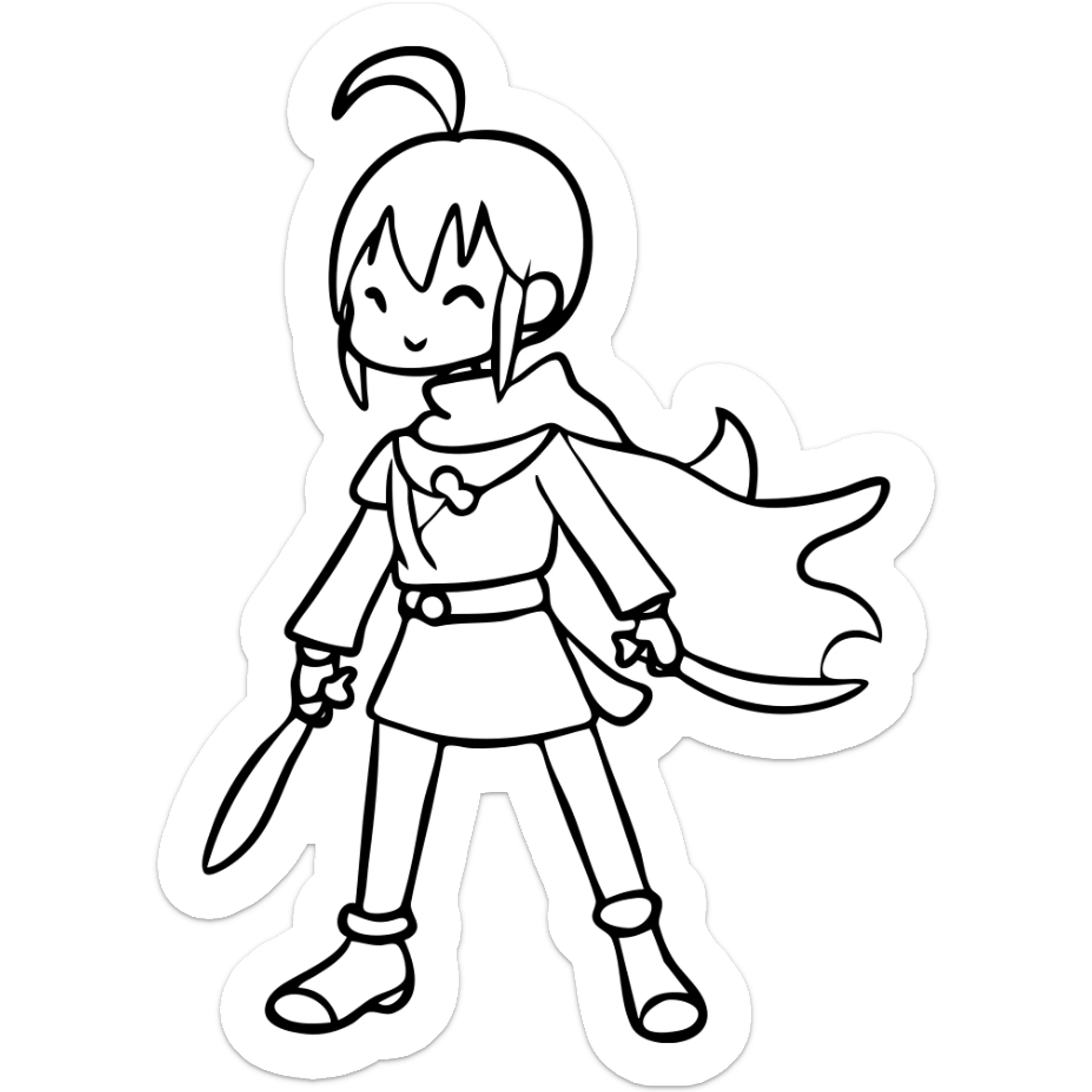 Jett from Valorant, a female character with short white hair, holding kunai knives, wind abilities sticker