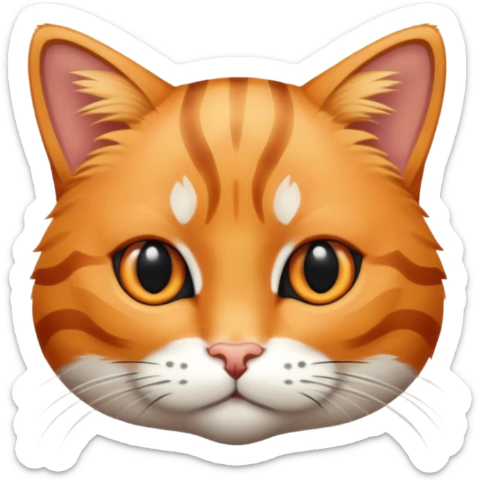 Orange tabby cat with black stripes on the body but not the head. The head is solid orange with no stripes. sticker