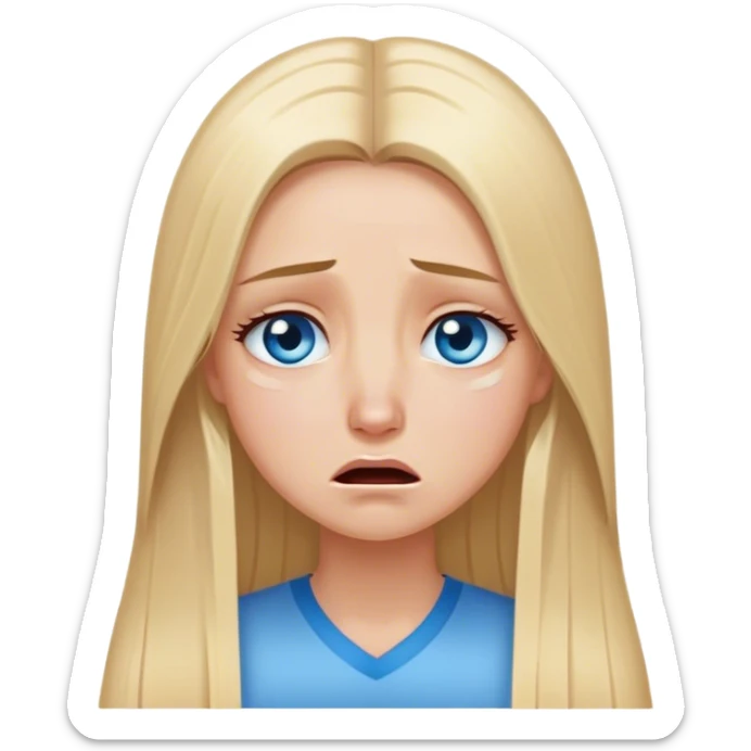beautiful white girl with long straight blonde hair blue eyes crying  sticker