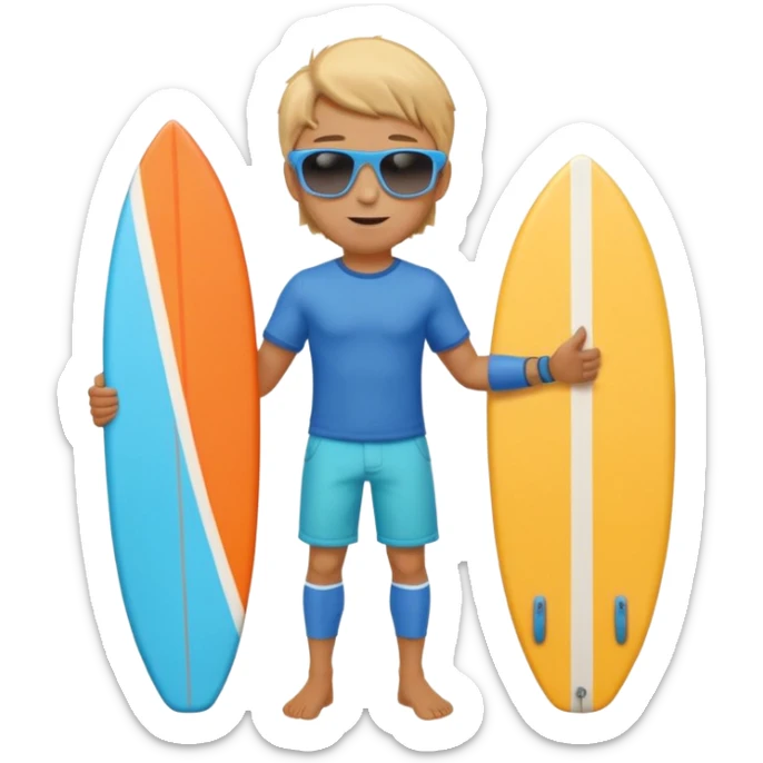 cute male surfer riding a wave, wearing shorts, sunglasses, holding balance, colorful surfboard, 3D cartoon, mobile game icon, clean background, no text sticker