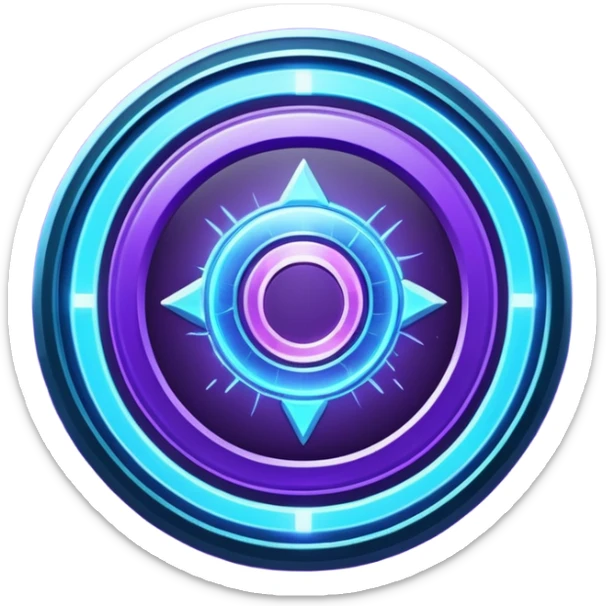 Futuristic glowing portal badge icon, circular emblem, neon blue and purple energy ring, subtle particles and light cracks, Level 01 text, sci-fi web3 game UI style, high detail, centered, dark background, 3D game asset, sharp and minimal sticker