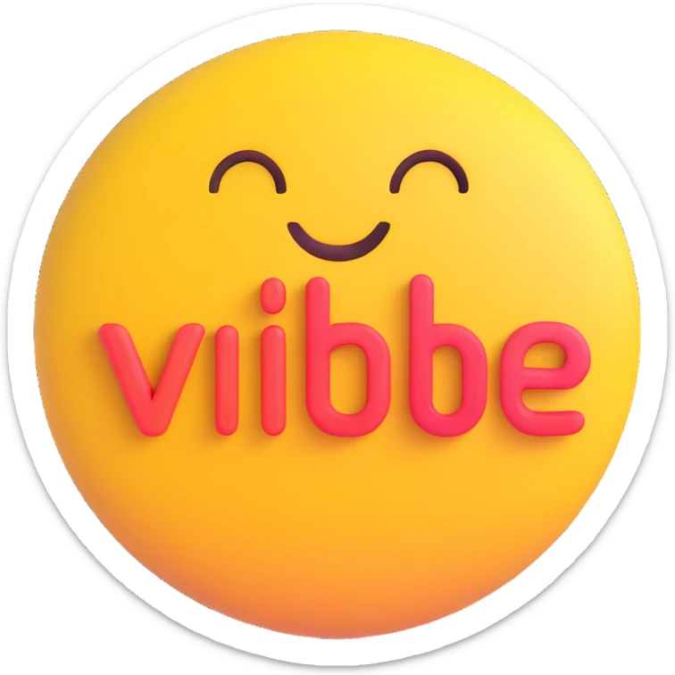 colorful 3D circular emoji with the word 'vibe' in the center in a modern font sticker